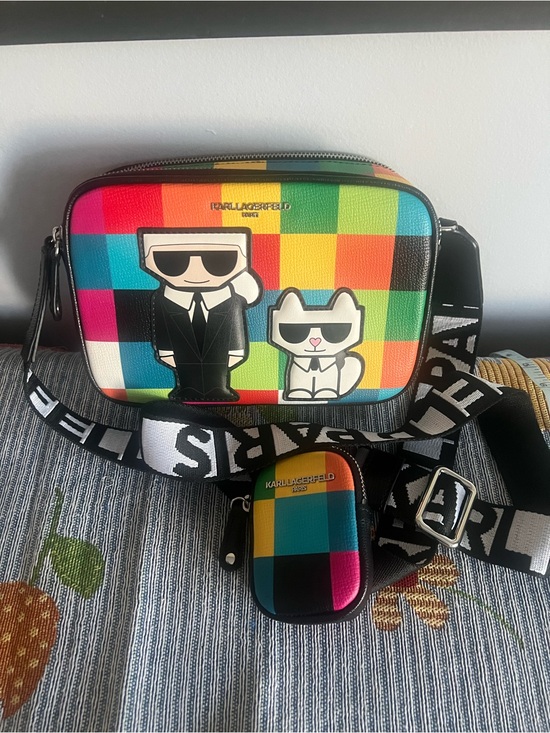Karl Lagerfeld Handbags - KARL LAGERFELD PARIS Maybelle Camera Crossbody Bag Multicolor Check Combo EUC